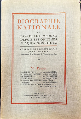 Biographie Nationale du Pays de Luxembourg - Fascicule V