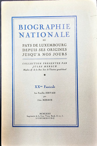 Biographie Nationale du Pays de Luxembourg - Fascicule XX