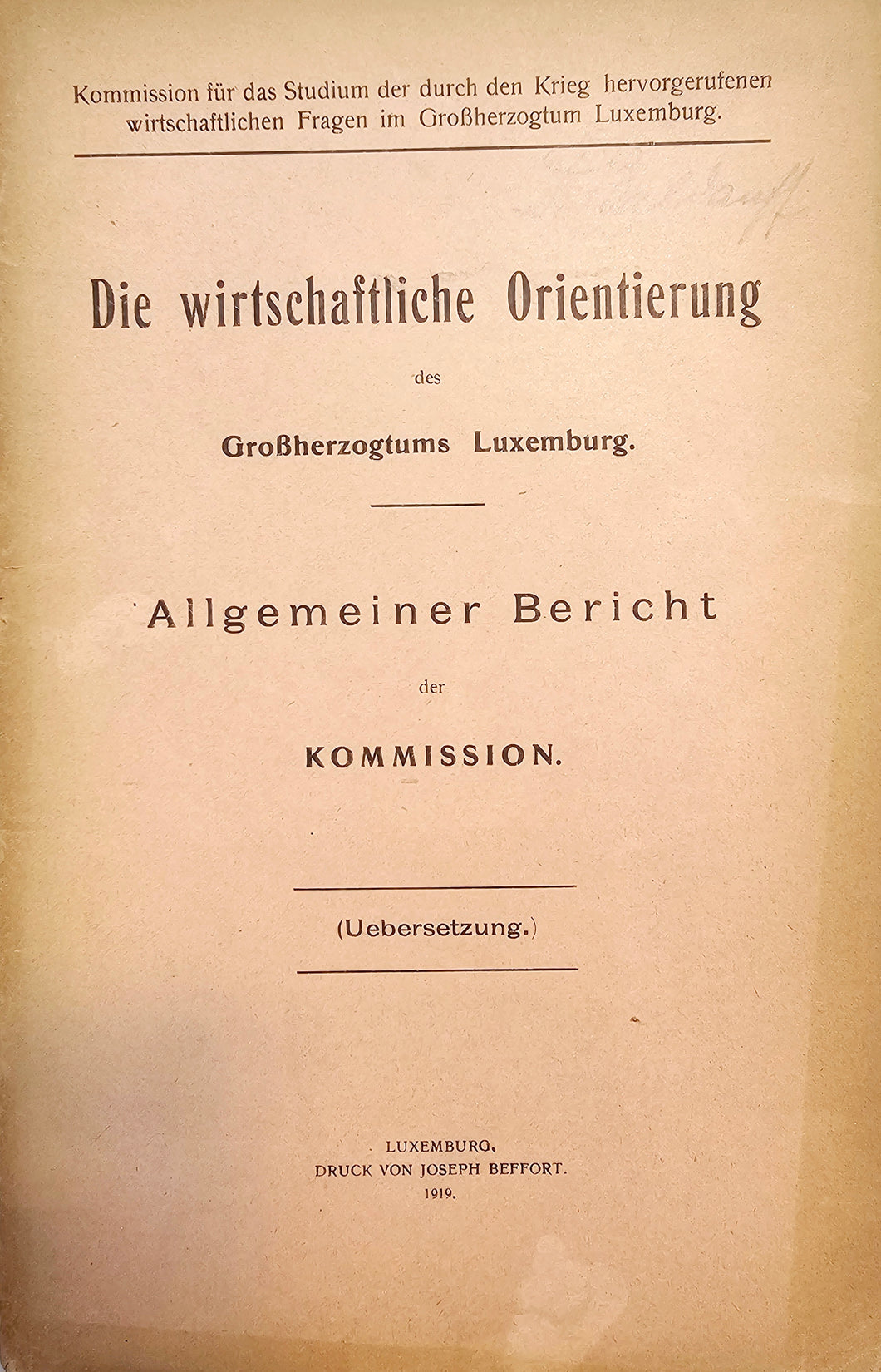 Die wirtschaftliche Orientierung des Großherzogtums Luxemburg