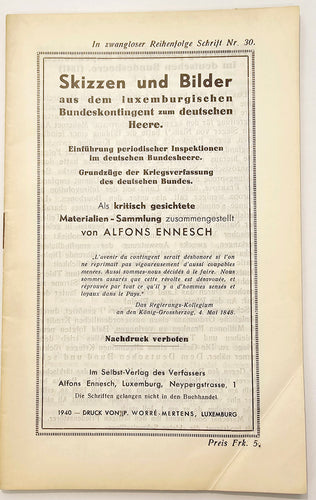 Skizzen und Bilder aus dem luxemburgischen Bundeskontingent zum deutschen Heere - Schrift Nummer 30