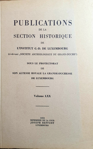 Publications de la Section Historique de l'Institut G.-D. de Luxembourg