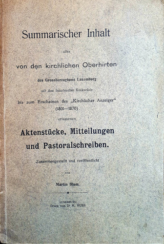 Aktenstücke, Mitteilungen und Pastoralschreiben