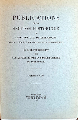 Publications de la Section Historique de l'Institut G.-D. de Luxembourg