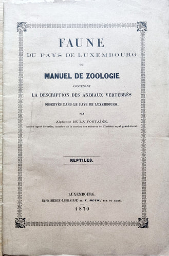 Faune du Grand-Duché de Luxembourg - Manuel de Zoologie - La description des animaux vertébrés - Reptiles